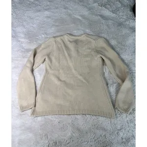 ZARA Cream Knit Cardigan Jacket Pearl Rhinestone Buttons 4 Pocket M thumbnail 2