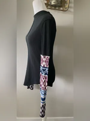 Free People We The Free Gorgeous Cuff Thermal Top Black thumbnail 4