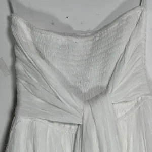 Lulus White Smocked Tiered‎ Maxi Dress Tie Back Lace Trim Small thumbnail 3