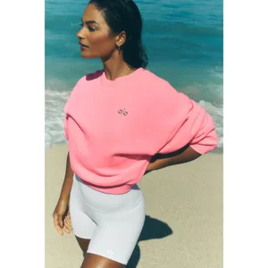 Alo Yoga Cropped Accolade Crewneck Neon Bubblegum M thumbnail 2