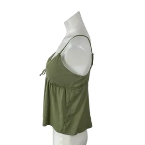 Urban Rebel Green Tie Front V Neck Sleeveless Flared Cami Camisole Tank Top Sz L thumbnail 2