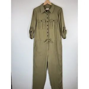 Sundance Womens Jumpsuit Green Wayside Roll Tab Sleeve Waist Tie Utility XS thumbnail 6