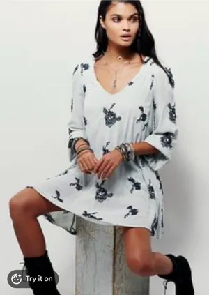 Free People Embroidered Austin Mini Dress Boho thumbnail 1
