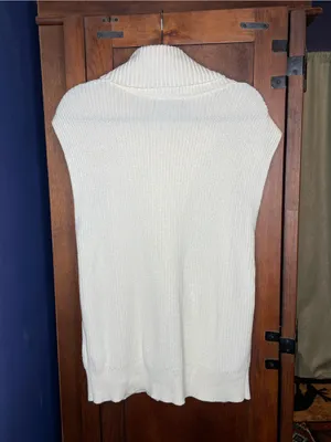 Banana Republic Womens Cowl Neck Sweater Small Ivory Split Front Fisherman Coast thumbnail 3
