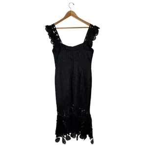 Lena Crochet High Low Dress Women Large Black Lace Ruffled Hem Whimsigoth Party thumbnail 3