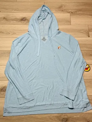 Buc-ee's Women's, Buc Baja Solid, baby blue lightweight hoodie Sz 2XL thumbnail 1