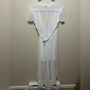 WAYF Natasha White Wrap Dress Large Romantic Cottagecore Ruffle Bridal Shower thumbnail 7