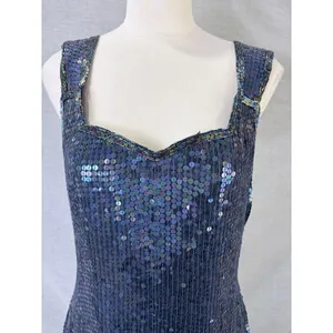 Vintage Expressions Silk Sequin Mini Dress Iridescent Blue Party Dress 12‎ thumbnail 6