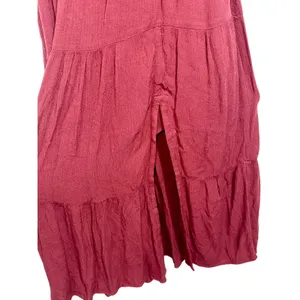 Abercrombie & Fitch Burgundy Red Smocked Puff Sleeve Slit Maxi Dress Size XS thumbnail 5