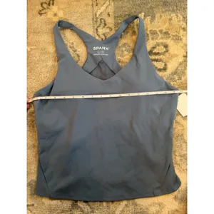 Spanx Better Base Active V-Neck Shelf Tank Blue Sz Large NWT $80 thumbnail 4