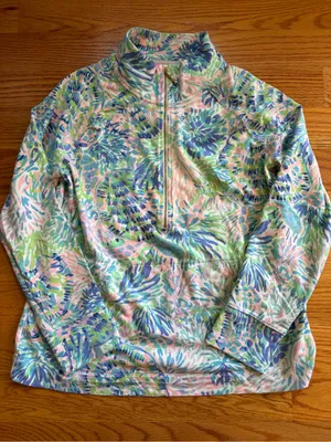 Lilly Pulitzer multicolored print half zip pullover size large thumbnail 1