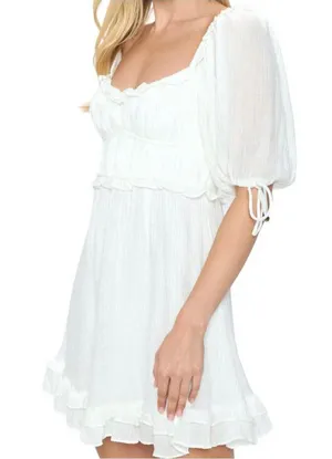 Angel Biba Boho Babydoll Mini Dress White Size XS NWT thumbnail 1