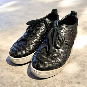Brighton Woven Leather Sneakers Ferrara Monte Black Sz 9M Ret $235 Padded Comfy thumbnail 2