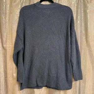 Aerie Dark Gray Oversized Ribbed Knit Drop Shoulder‎ Crewneck Sweater XS thumbnail 2