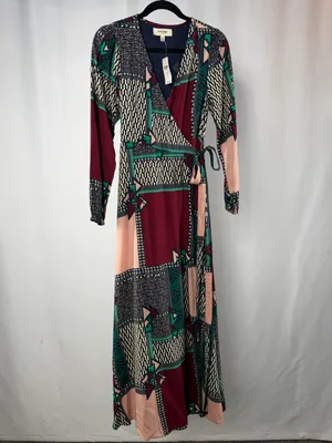 NWT Anthropologie Porridge Multi Color Abstract Patch Work Wrap Maxi Dress XS‎ thumbnail 3