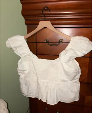 Abercrombie & Fitch White Poplin Top thumbnail 3