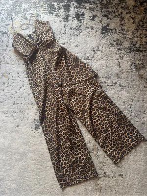 Zara Leopard Print Wide-Leg Jumpsuit - Brown/Black thumbnail 2