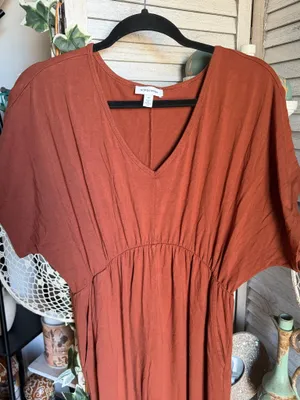 Nordstrom Nordstrom orange maxi dress with V-neck and short sleeves. Size: XS #maxidress #orange #summerdress ORANGE • thumbnail 4