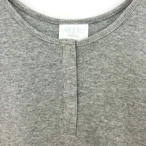 Abound New Cropped Henley Tank Top Scoop Neck Ribbed Heather Grey thumbnail 6