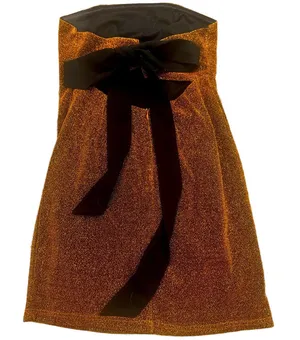 Brown shimmery strapless dress with black tie back thumbnail 1