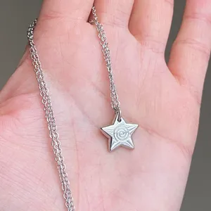 Handmade grunge y2k star swirl fully stainless steel chain necklace💫🌀 thumbnail 4