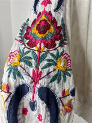 Anthropologie Floral Embroidered Puff sleeve Square Neck Blouse Top thumbnail 4