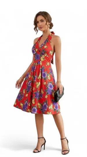 Free People floral halter dress thumbnail 1