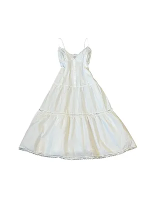 Frankie’s Bikinis White Cotton Cottagecore Bohemian Midi Dress Coquette Large thumbnail 2