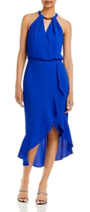 AQUA‎ Midi Crepe Ruffle Dress Size 0 thumbnail 1