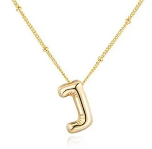 Bubble Balloon Letter J Initial Necklace Gold thumbnail 1