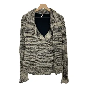 Free People Double Breasted Sweater‎ Sz S Zebra Chunky Knit Wool Blend Cardigan thumbnail 2