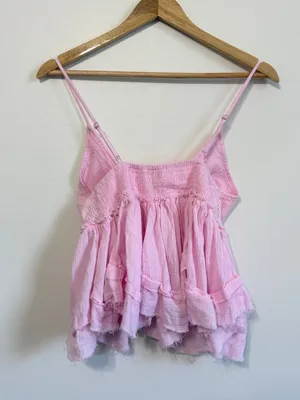 Princess Polly Pink Tank Top Size 4 Small Ruffle Gauze Flowy V Neck Coquette thumbnail 5