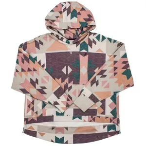 Hooey Women’s Roomy Burgundy Grey Hoodie Sweatshirt Longsleeve Aztec Print S thumbnail 2