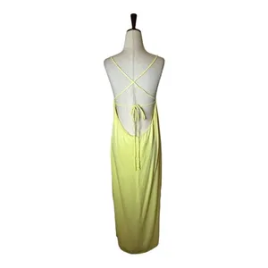 Something Navy Dress Women Large Yellow Silky‎ Essential Criss Cross Back Slip thumbnail 4