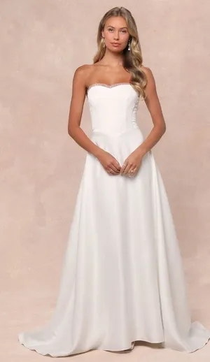LULU's Bridal Wedding Chic Modern Sexy Floral Bustier Mermaid Trumpet Gown thumbnail 1