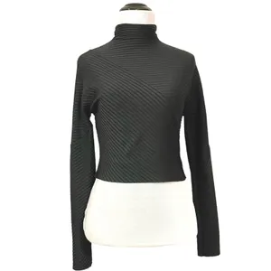 Zara W & B Cropped Mockneck Long Sleeve Tee - Black - Medium thumbnail 2