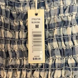 Max Studio NWT blue gingham smocked bust blouse M thumbnail 5