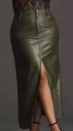 Anthropologie Midi Faux Leather Skirt Sz 4 NWT thumbnail 1
