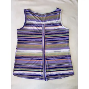 Columbia Chill River Tank Top Omni Wick Purple Stripe Split Back Size Large EUC thumbnail 6