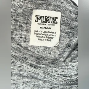 VICTORIAS SECRET PINK Shirt Rare Bling Big‎ Dog Campus Pocket Womens Size M Gray thumbnail 6
