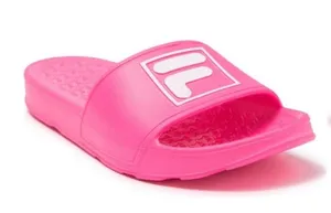 Fila Big Box Logo Slides Sandals Neon Pink Size 9 thumbnail 1