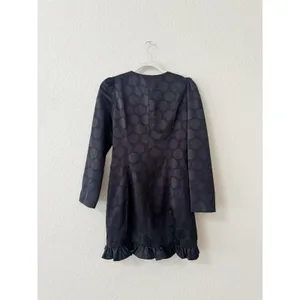ZARA Jacquard Dot Puff Shoulder Blazer Mini Dress Black Size Small thumbnail 4