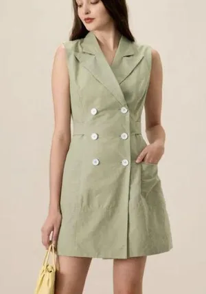 RIHOAS Women's Green Collared Pocket Mini Dress 3 thumbnail 1