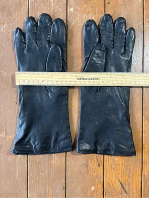 Gimbals Italian Black Leather Dress Gloves - Classic Lined Formal Long Gloves thumbnail 6