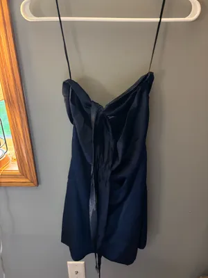 Navy Princess Polly Strapless Mini Dress satin thumbnail 2