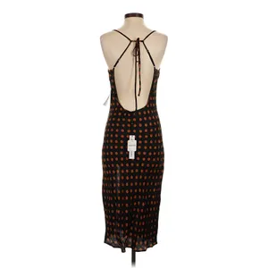 NWT For Love & Lemons Black Rust Polka Dot Open Back Slip Midi Dress XS thumbnail 4