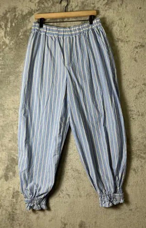 Anthropologie Striped Pajama Pants Women’s Medium Cotton Tencel Balloon Lounge thumbnail 1