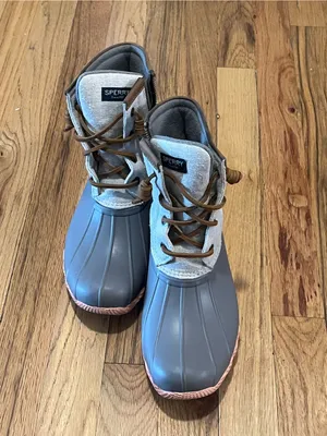 Sperry Women’s Size 8 Duck Boots Gray Waterproof Lace-Up thumbnail 3