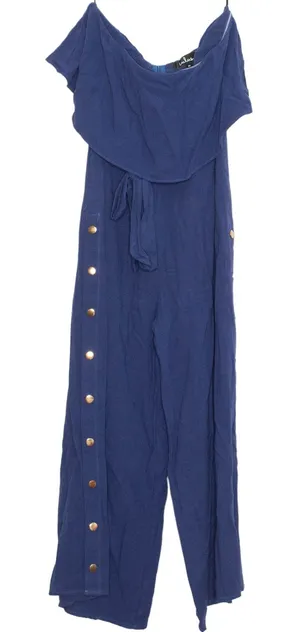 NWT Lulus Jumpsuit Lanah Y2K Boho Coastal Minimalist Strapless Linen Size Medium thumbnail 1