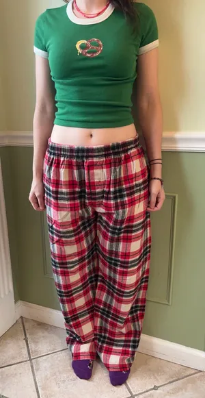 Flannel red plaid pants Size L thumbnail 1